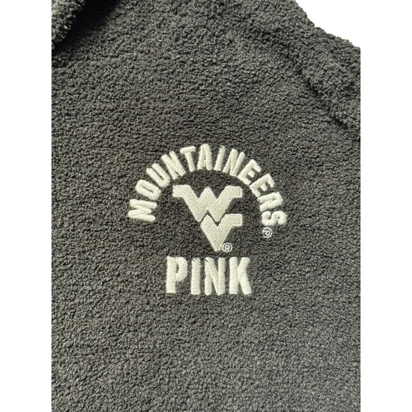 Victoria’s Secret PINK WV Mountaineers Hoodie Women’s XS Black Sherpa Fleece - Picture 3 of 9